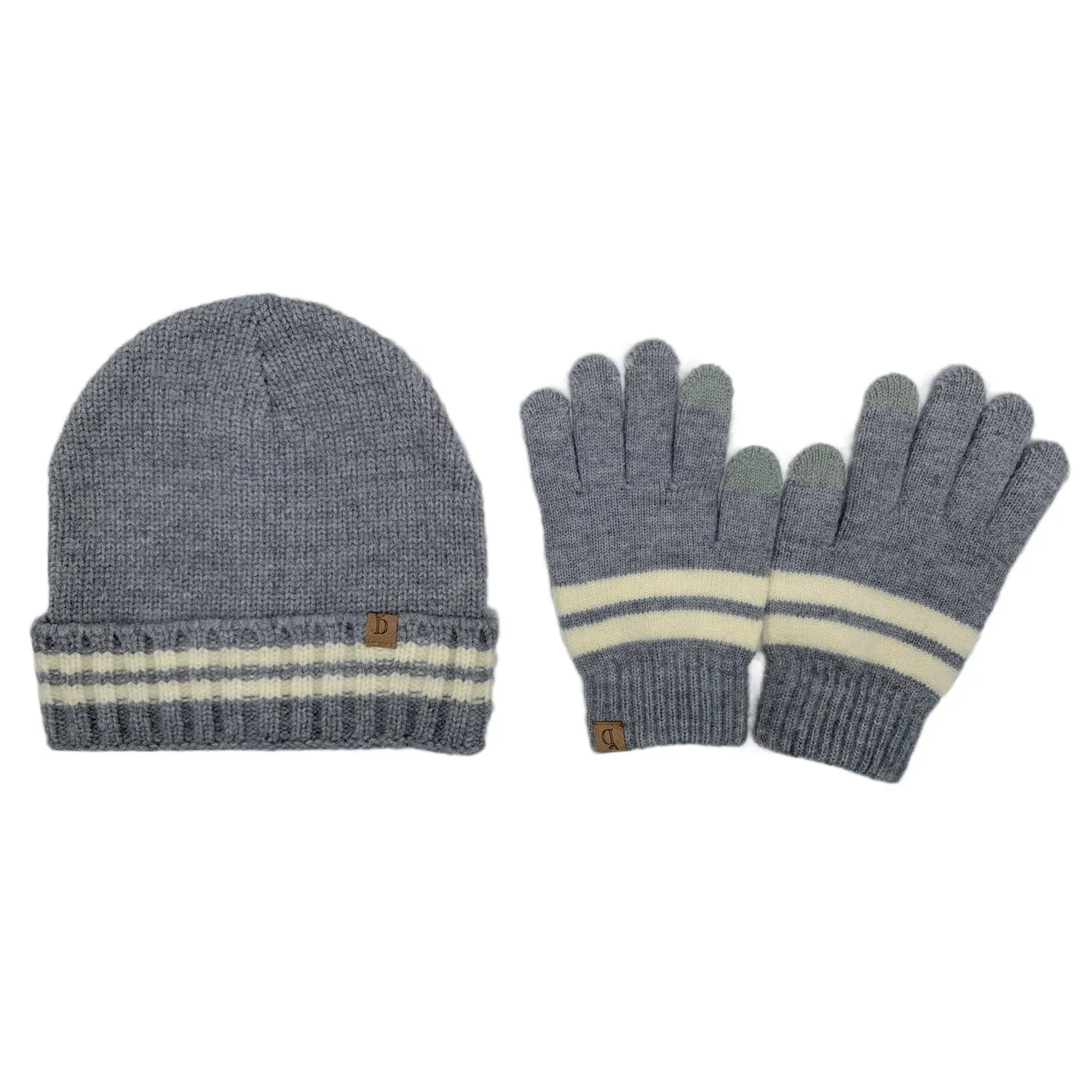 Empire Cove Winter Set Knit Striped Beanie and Touch Screen Gloves Gift Set