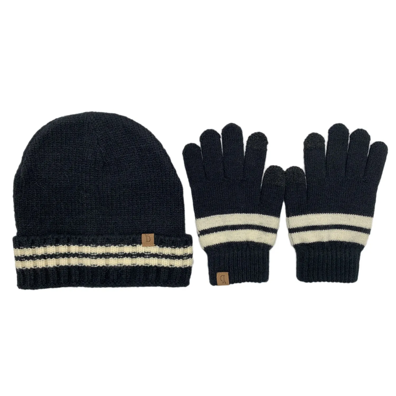 Empire Cove Winter Set Knit Striped Beanie and Touch Screen Gloves Gift Set