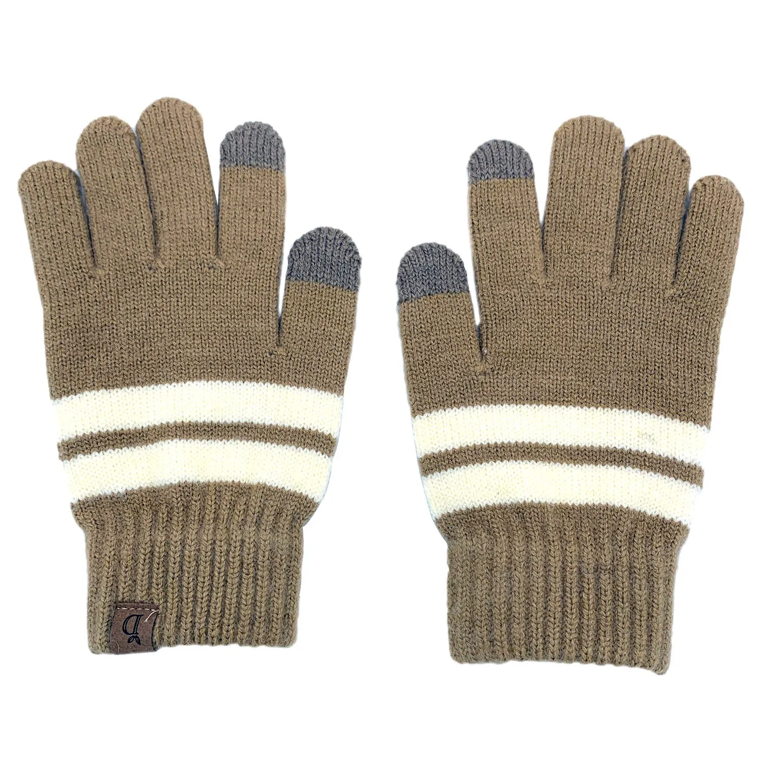 Empire Cove Winter Set Knit Striped Beanie and Touch Screen Gloves Gift Set