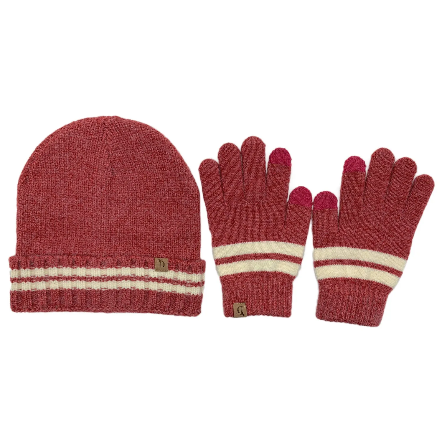 Empire Cove Winter Set Knit Striped Beanie and Touch Screen Gloves Gift Set