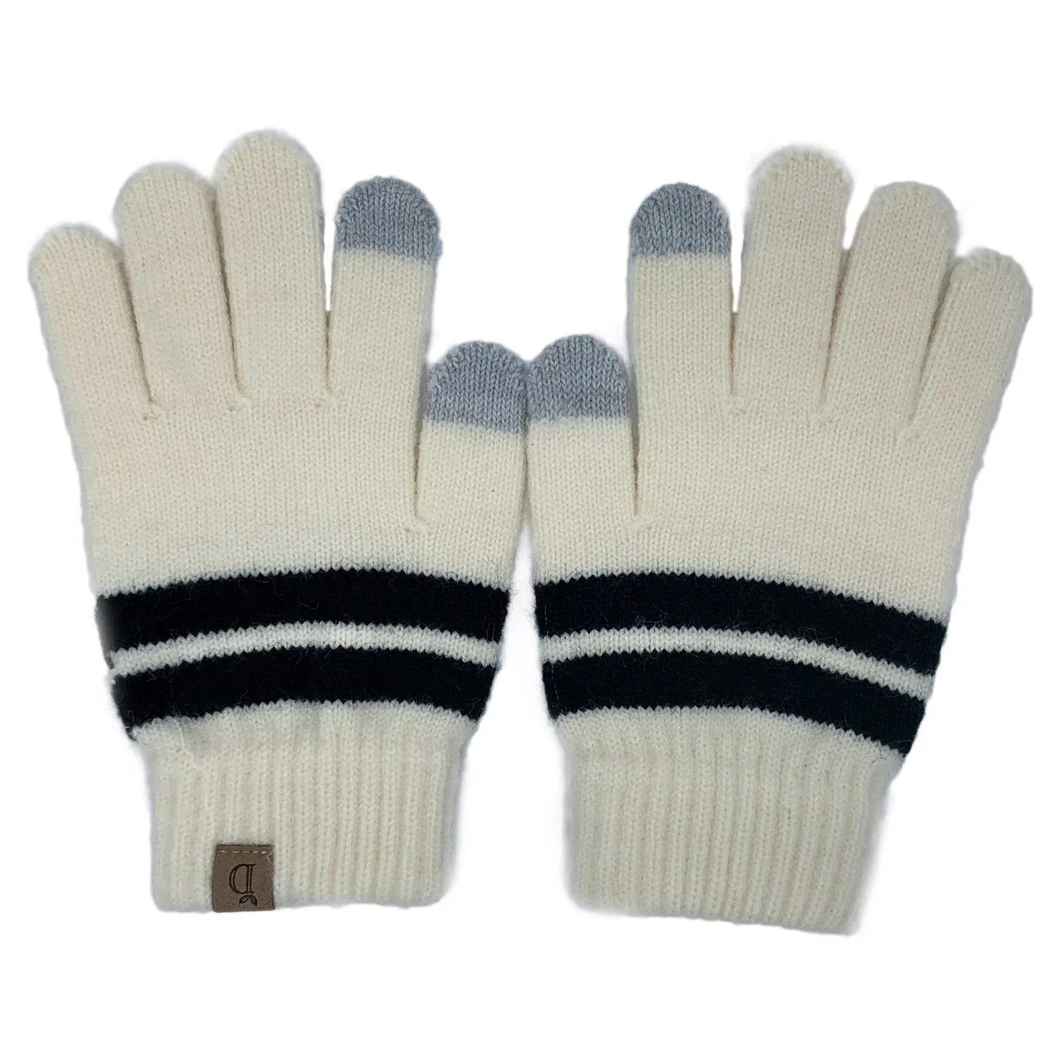 Empire Cove Winter Set Knit Striped Beanie and Touch Screen Gloves Gift Set