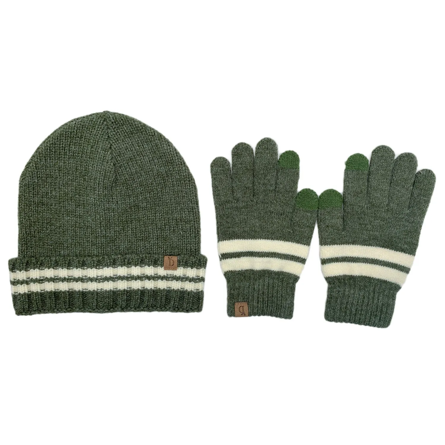 Empire Cove Winter Set Knit Striped Beanie and Touch Screen Gloves Gift Set