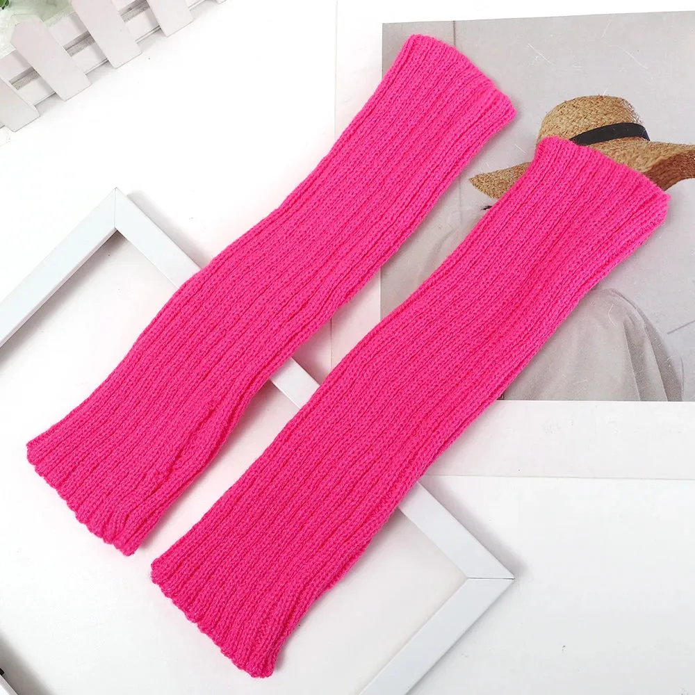 Fashion Soft Winter Knitted Arm Sleeve 8 Colors Long Fingerless Gloves Warmer Women Mitten Girls Clothes Punk Y2K Accessories