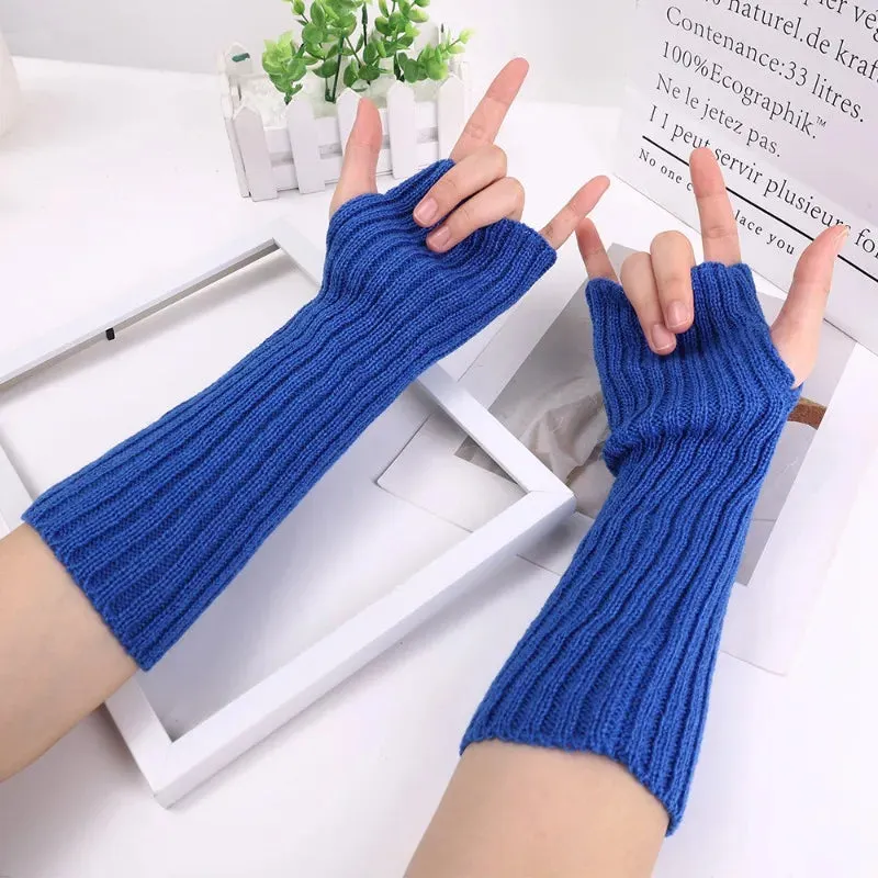 Fashion Soft Winter Knitted Arm Sleeve 8 Colors Long Fingerless Gloves Warmer Women Mitten Girls Clothes Punk Y2K Accessories