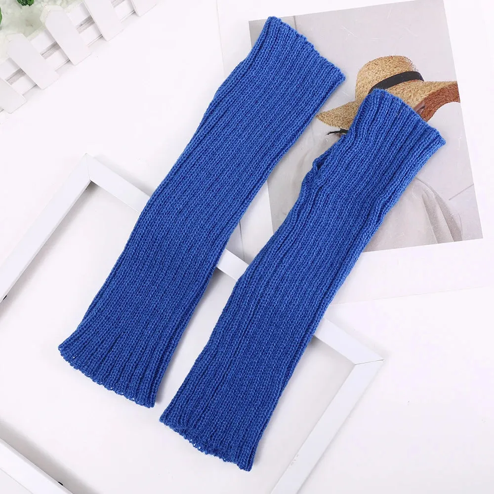 Fashion Soft Winter Knitted Arm Sleeve 8 Colors Long Fingerless Gloves Warmer Women Mitten Girls Clothes Punk Y2K Accessories