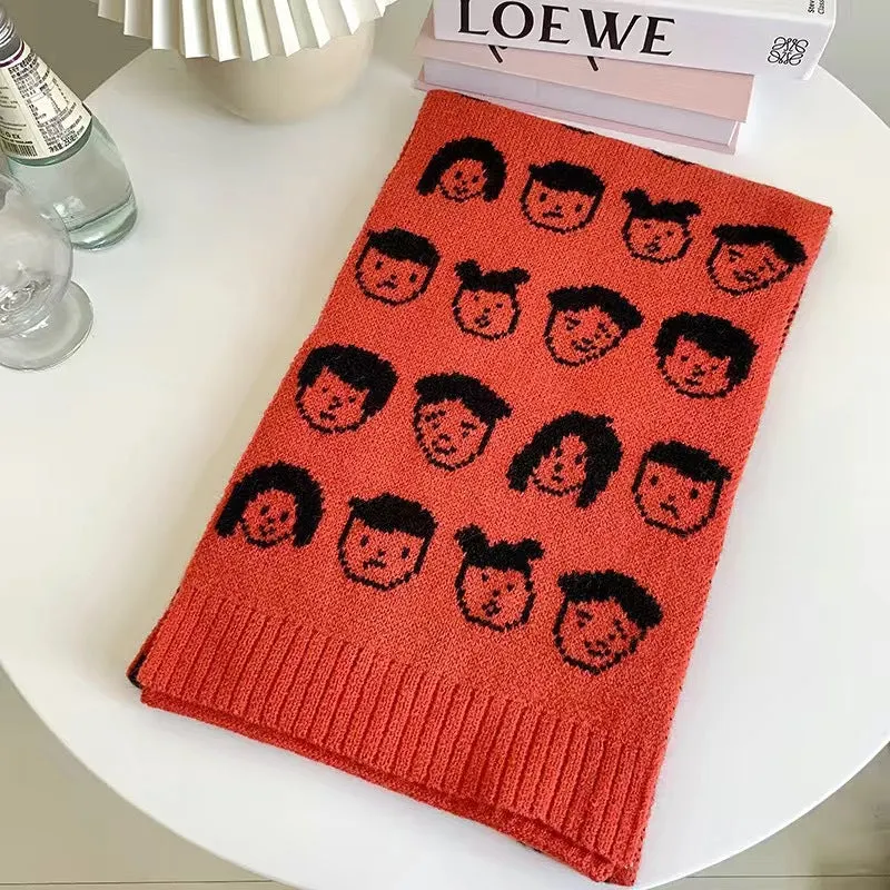 Fashionable Cartoon Head Scarf For Women In Winter