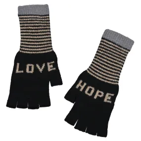 Fingerless Love Hope Gloves in Black and Taupe and Grey by Quinton   Chadwick