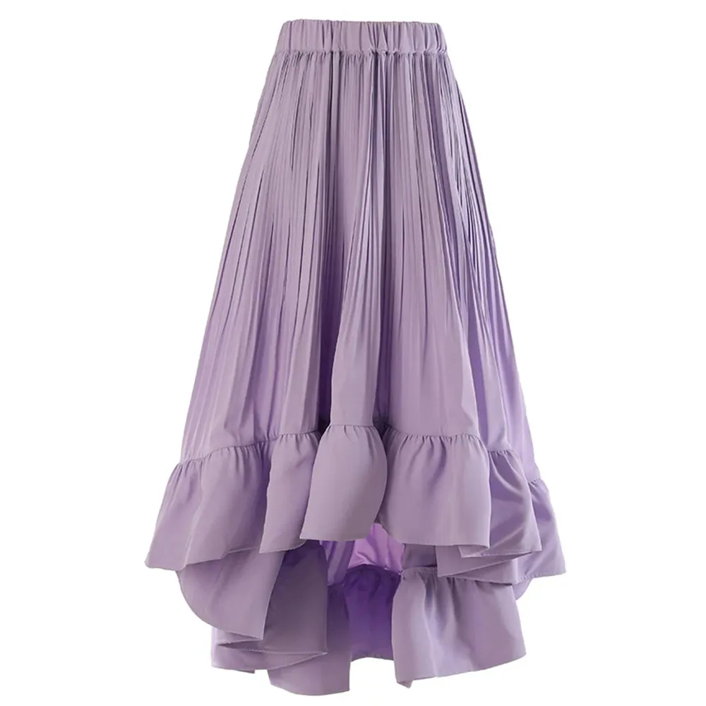 Folds Minimalist A Line Skirts For Women High Waist Loose Summer Temperament A Line Skirt Female Fashion Clothing