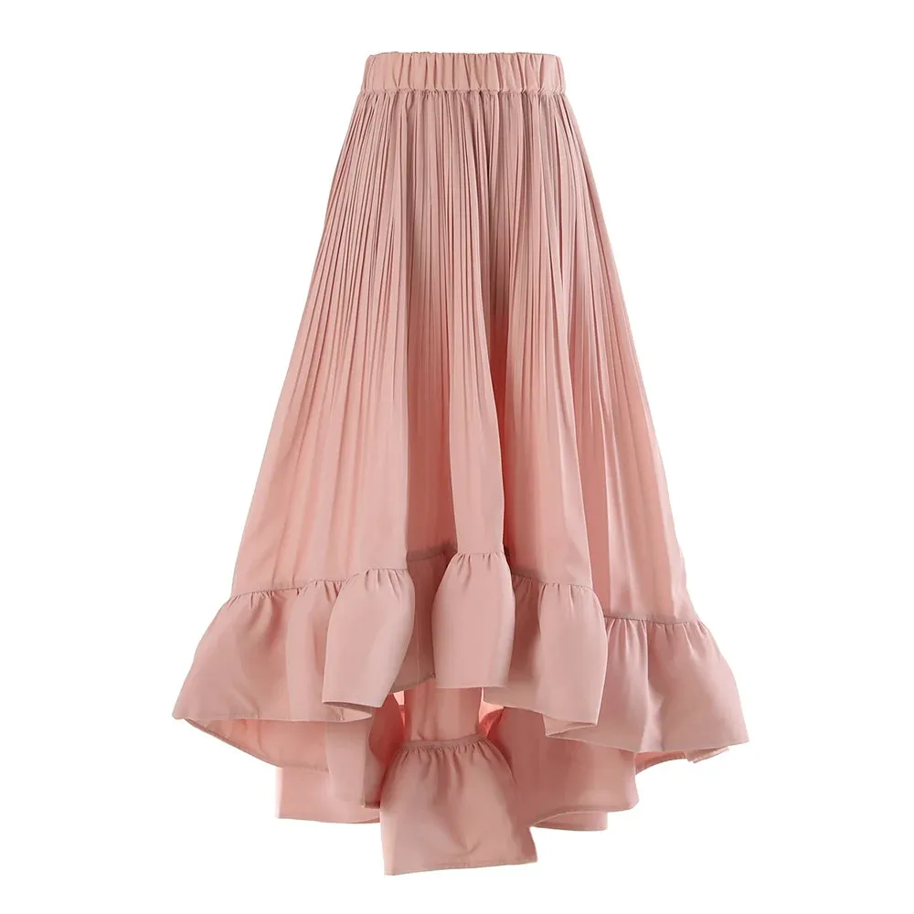 Folds Minimalist A Line Skirts For Women High Waist Loose Summer Temperament A Line Skirt Female Fashion Clothing