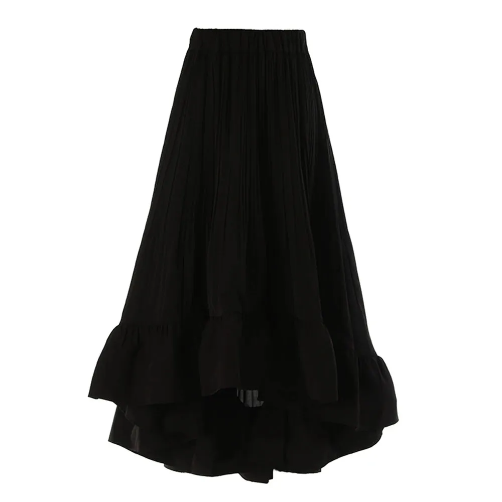 Folds Minimalist A Line Skirts For Women High Waist Loose Summer Temperament A Line Skirt Female Fashion Clothing