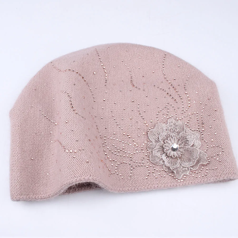 FURTALK Women Winter Beanies Hat Flower Sequin  Drop Shipping B008