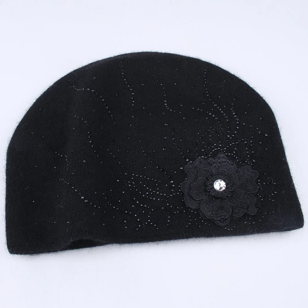 FURTALK Women Winter Beanies Hat Flower Sequin  Drop Shipping B008