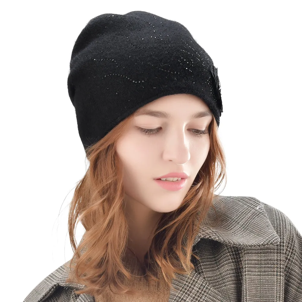 FURTALK Women Winter Beanies Hat Flower Sequin  Drop Shipping B008