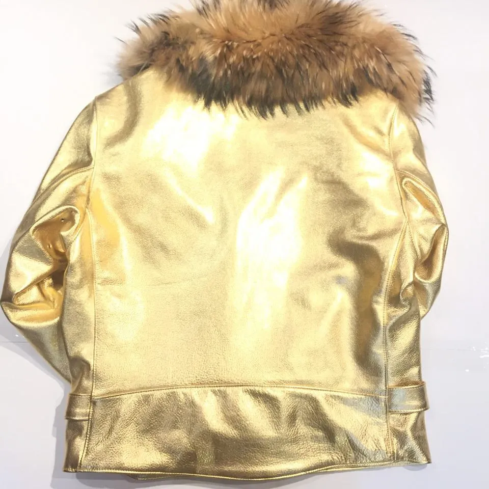 G-Gator Coyote Golden Lambskin Biker Jacket