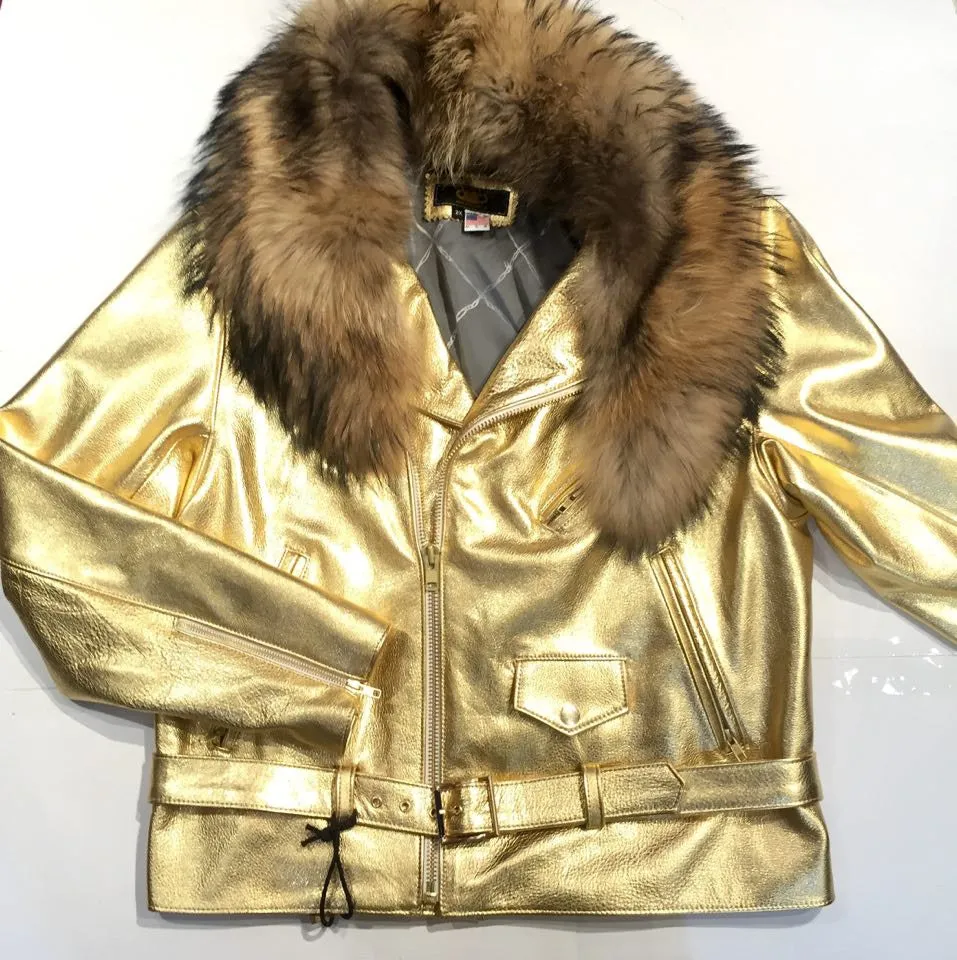 G-Gator Coyote Golden Lambskin Biker Jacket