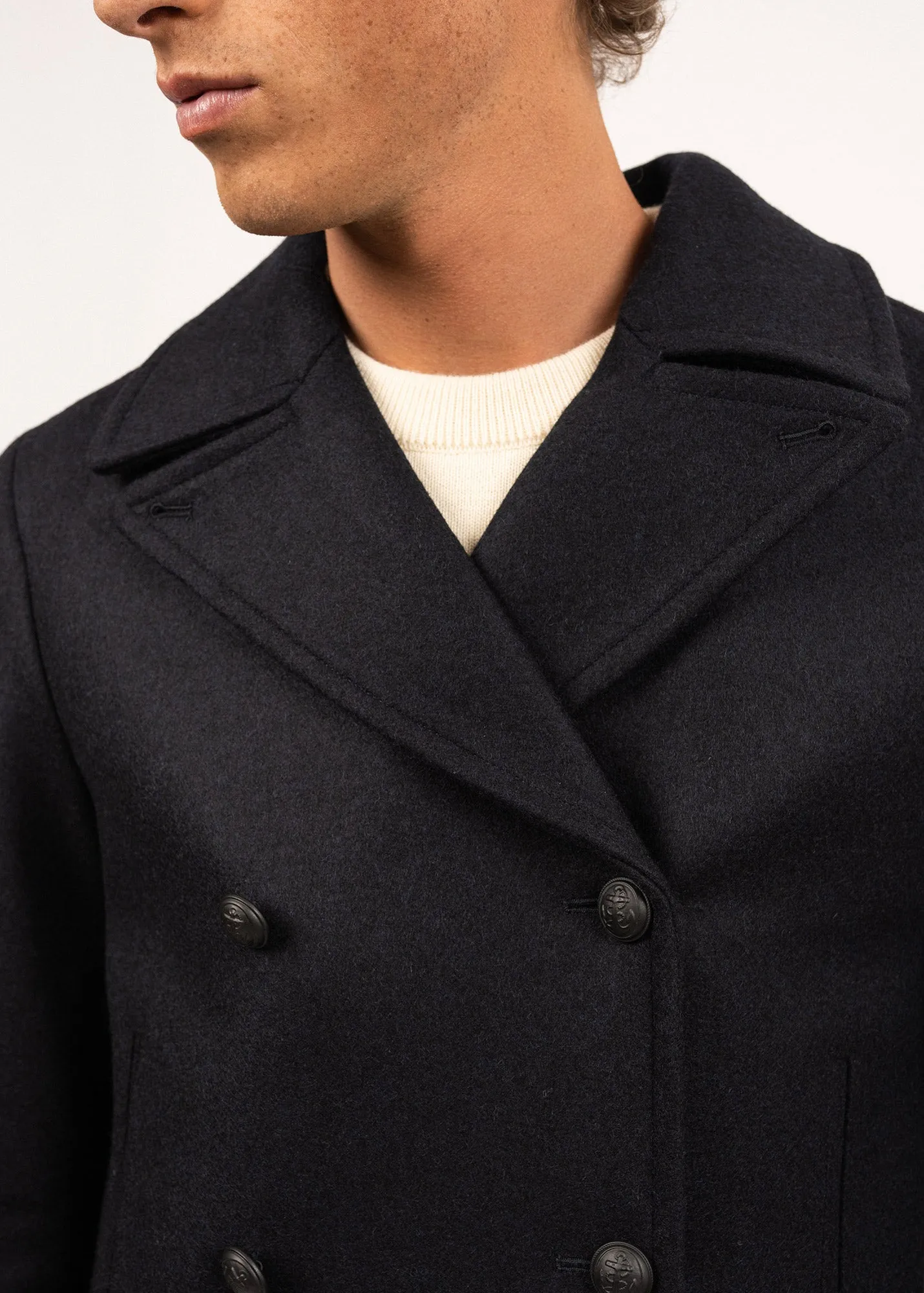 Galion authentic sailor peacoat - in wool cloth, made - in France (NAVY)