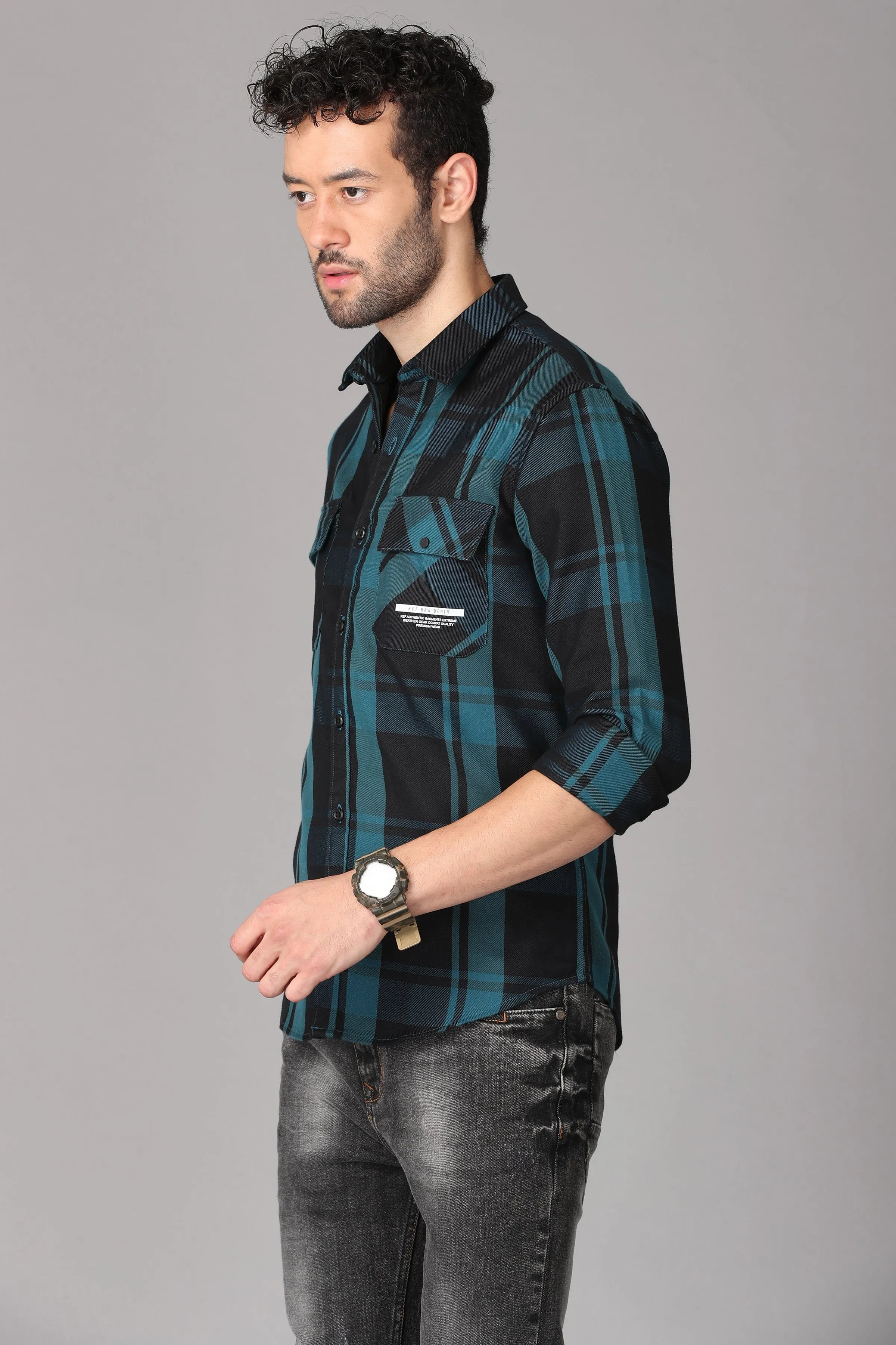 Green Black Checks Shirt