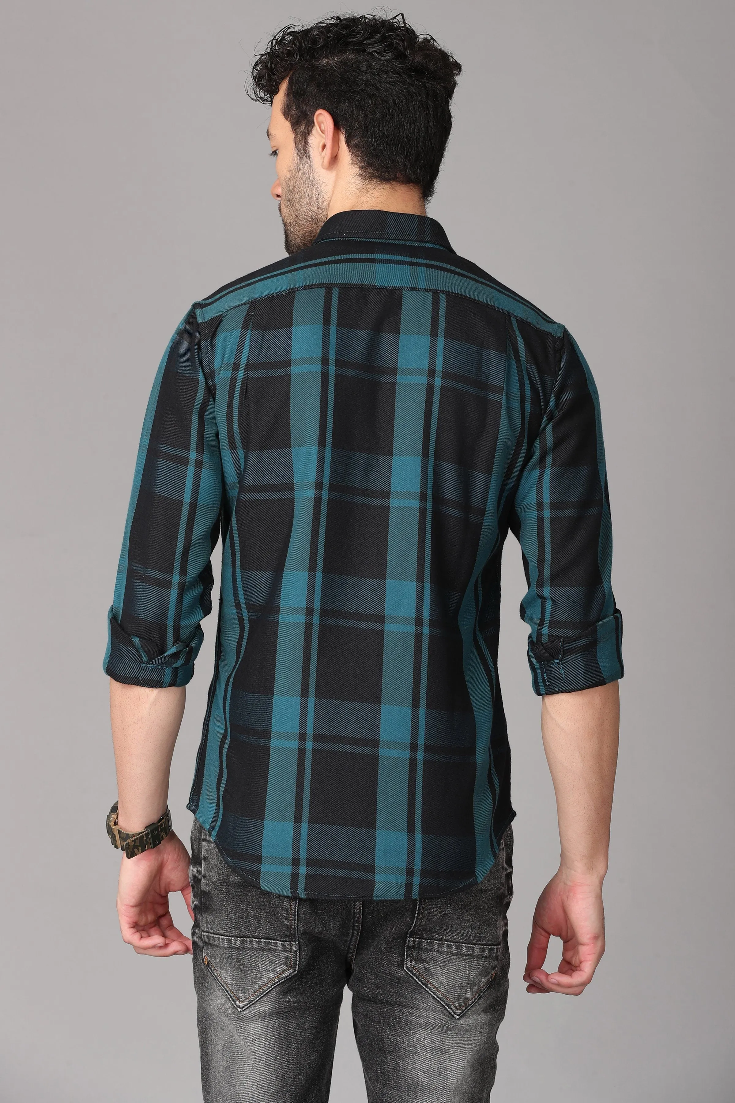 Green Black Checks Shirt