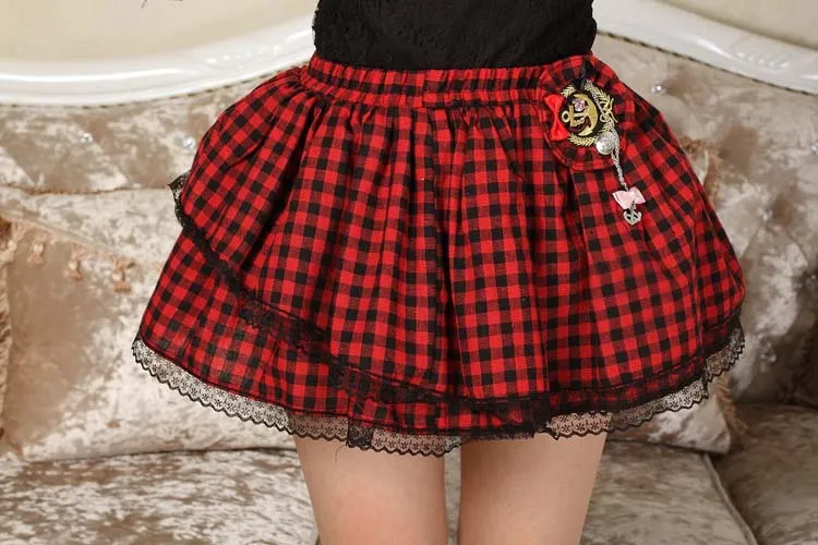 Harajuku Asymmetric Mini Skirt Punk Plaid Skirt for Women