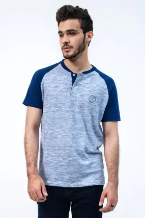 HENLEY RAGLAN T-SHIRT BLUE