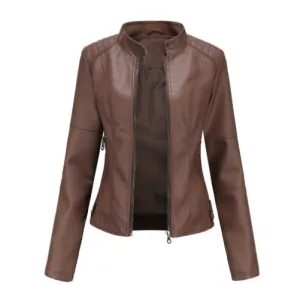 Hnzxzm tailgate outfit black women European Size Spring and Autumn Women's Leather Jacket Women's Short Jacket Slim Thin Leather Jacket Women's Motorcycle Clothing