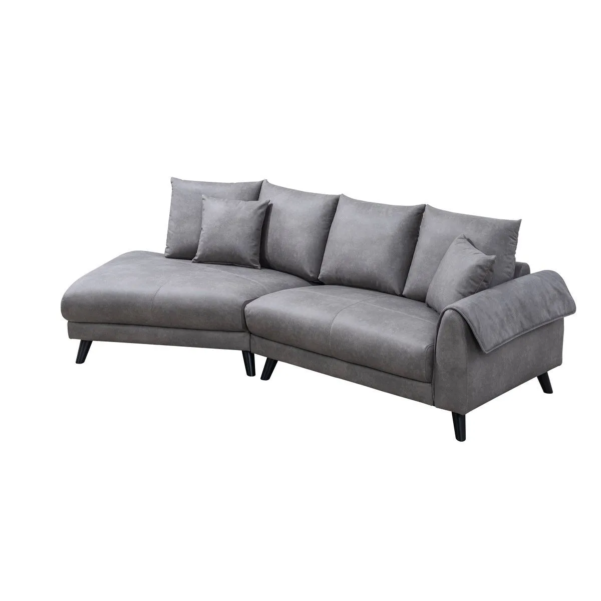 Isolde Grey Sectional with Left Side Chaise & 2 Pillows