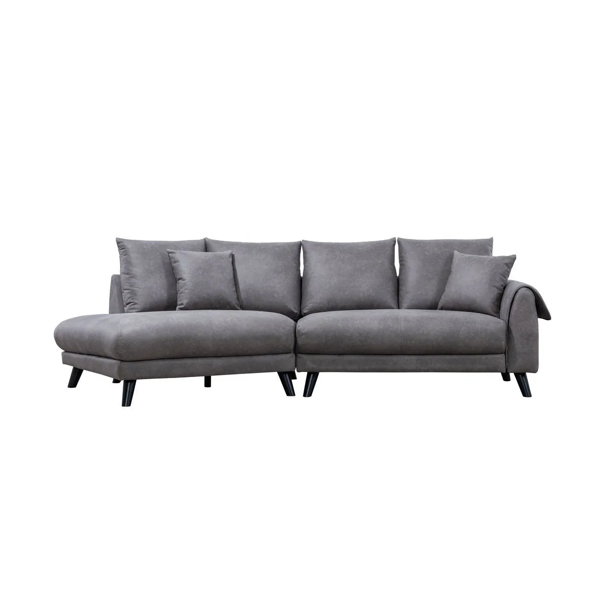 Isolde Grey Sectional with Left Side Chaise & 2 Pillows