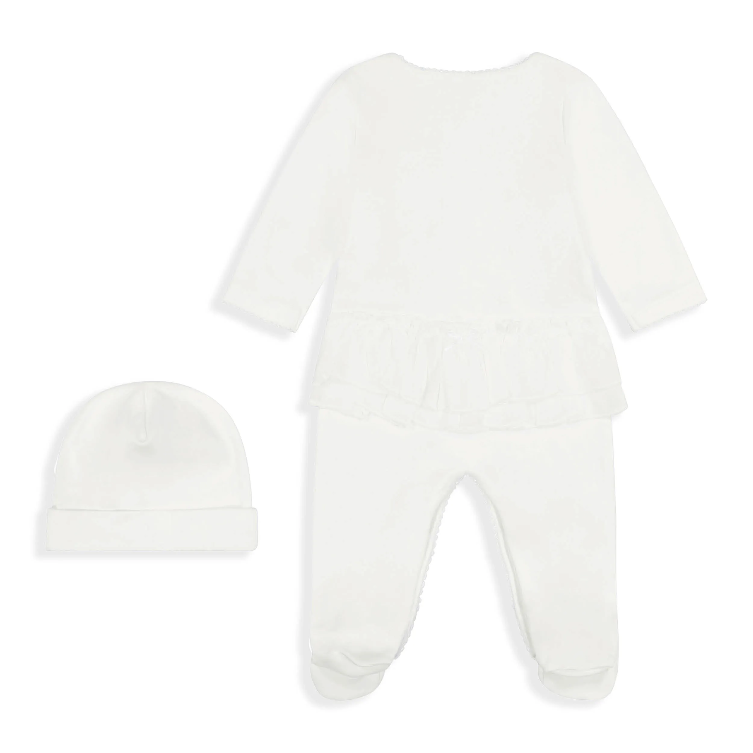 Ivory Rosette Footie & Hat Set