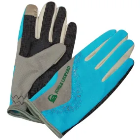 JUNGLE LEOPARD Outdoor Sports Mountaineering Full Finger Gloves Mesh Touch Screen Anti-Skid Gloves, Size: M(Lake Blue Gray)