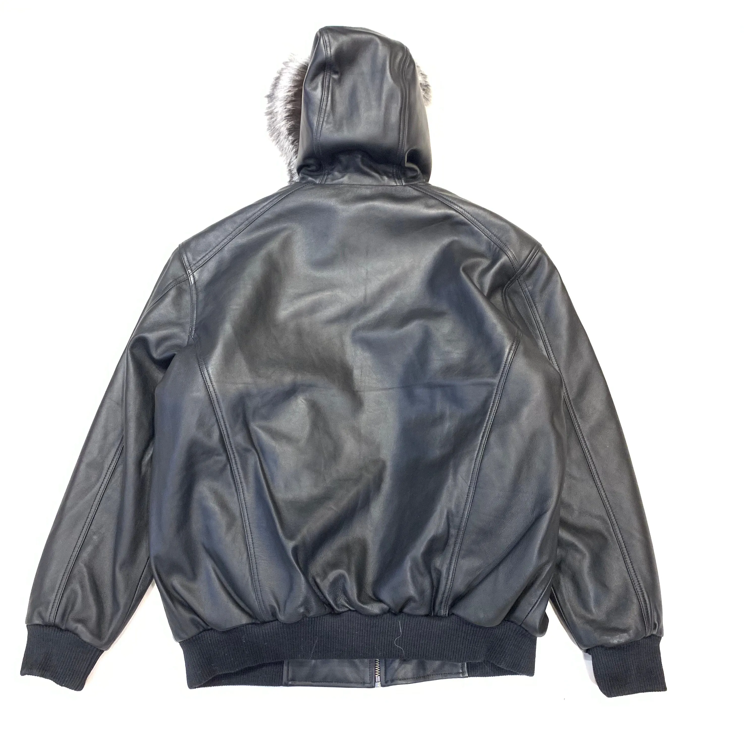 Kashani Black Lambskin Hooded Bomber Jacket