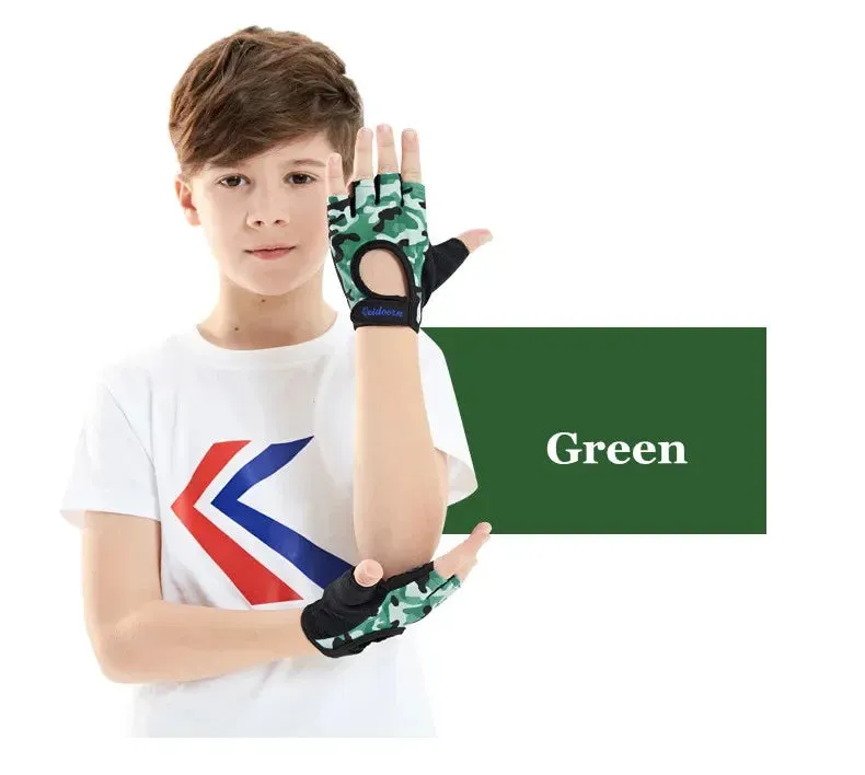 Kids Cycling Gloves Children Half Finger  Bike Skateboard Gloves Bicycle MTB Fingerless Gloves Outdoor Sports Boys Girls