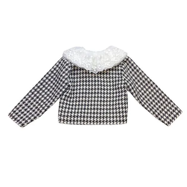 Lace Fur Collar Houndstooth Jacket