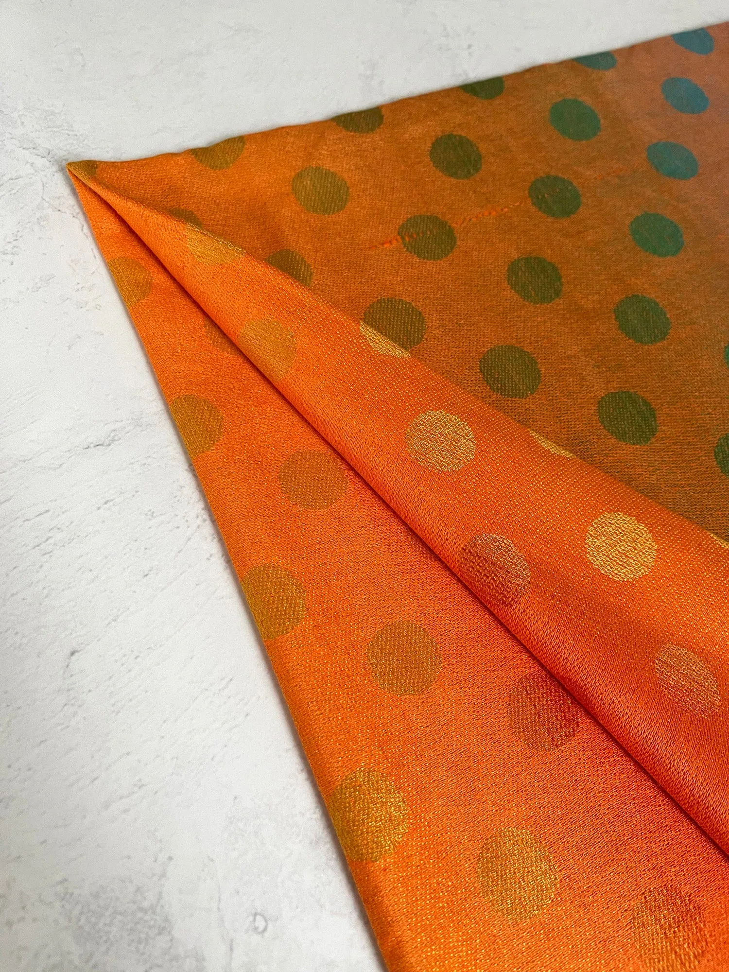 LARGE ORANGE MULTI-COLOUR DOT PRINT PASHMINA SHAWL SCARF