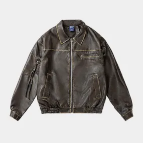 Leather Legacy | Classic Brown Bomber Jacket