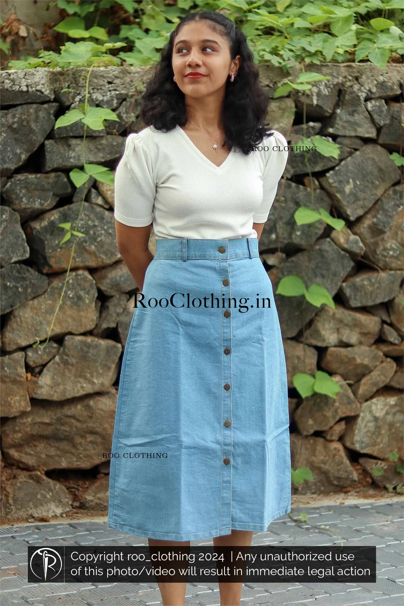 Light Blue Denim Skirt Only