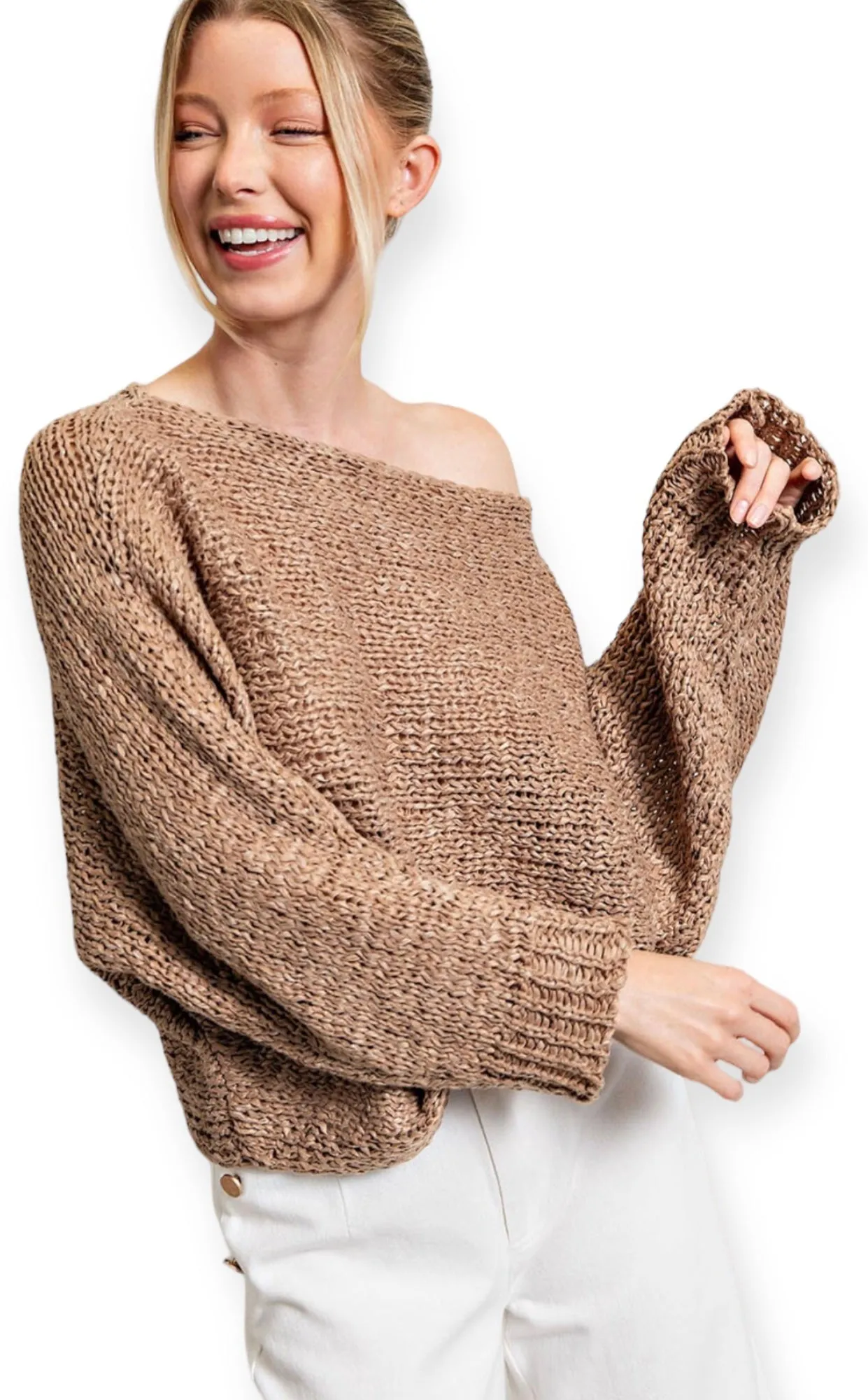 Lily's Loose Fit Knit Sweater Top- Mocha