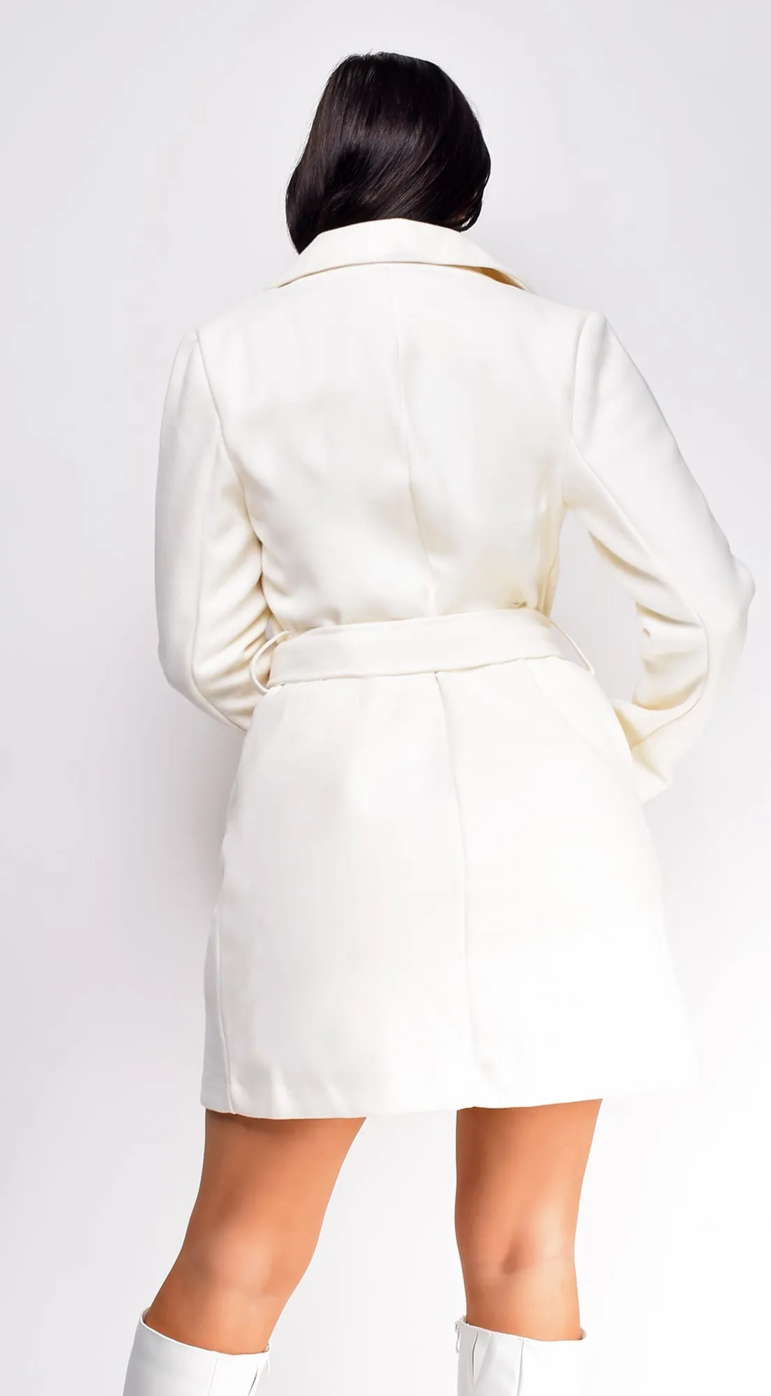 Lina Waist Tie Trench Coat - Ivory