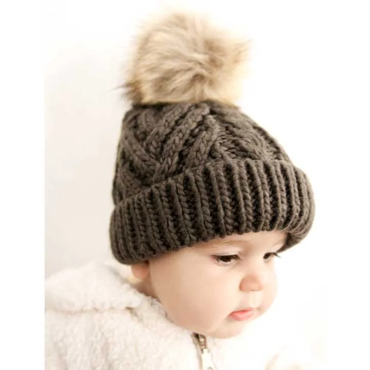 Loden Pop Pom Pom Beanie Hat for Babies thru Adults