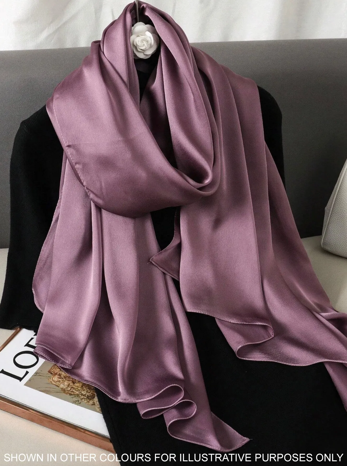 LONG PLAIN BROWN SATIN SCARF SHAWL WRAP