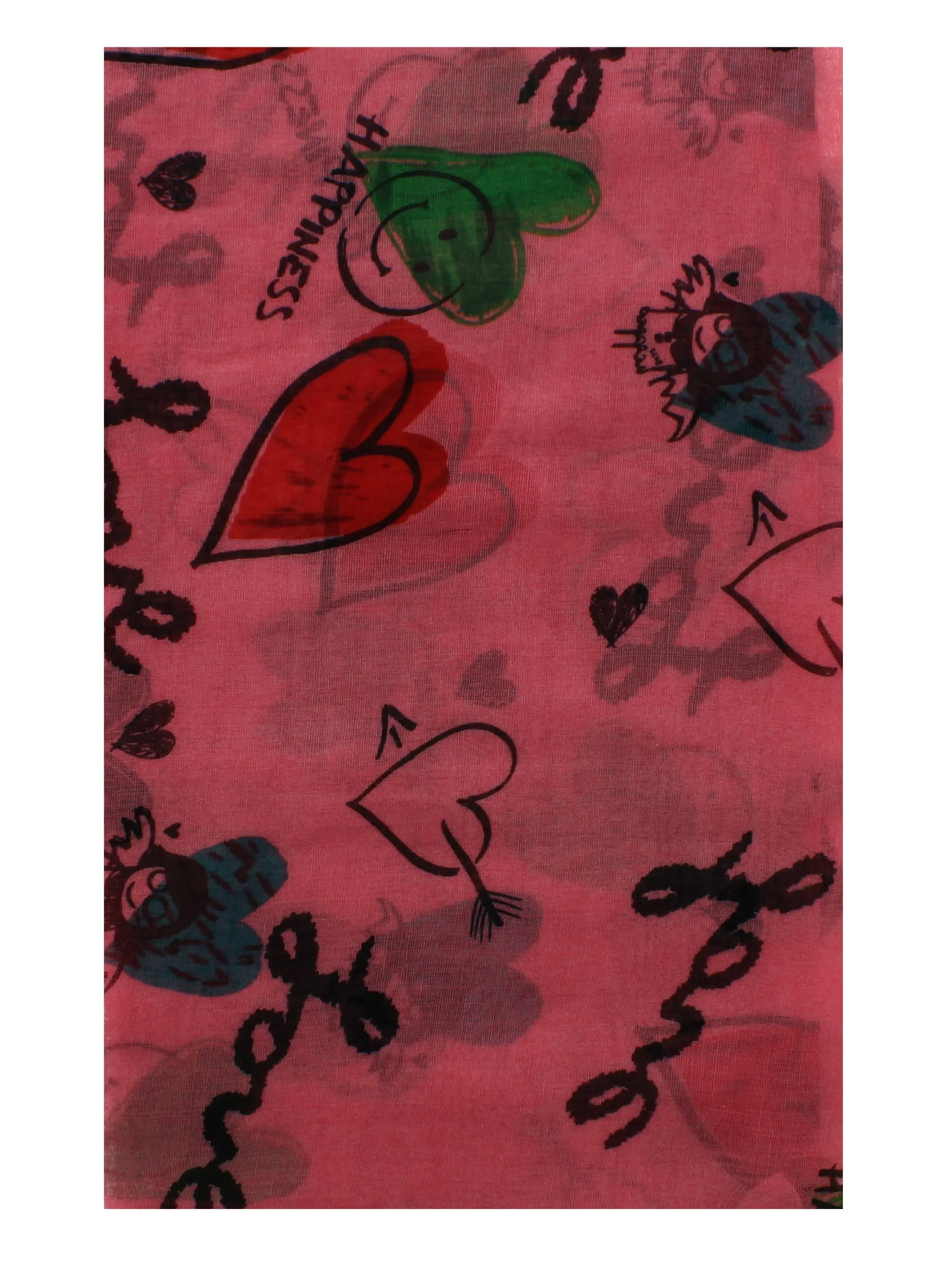 Love, Happiness, Peace & Heart Print on Scarf