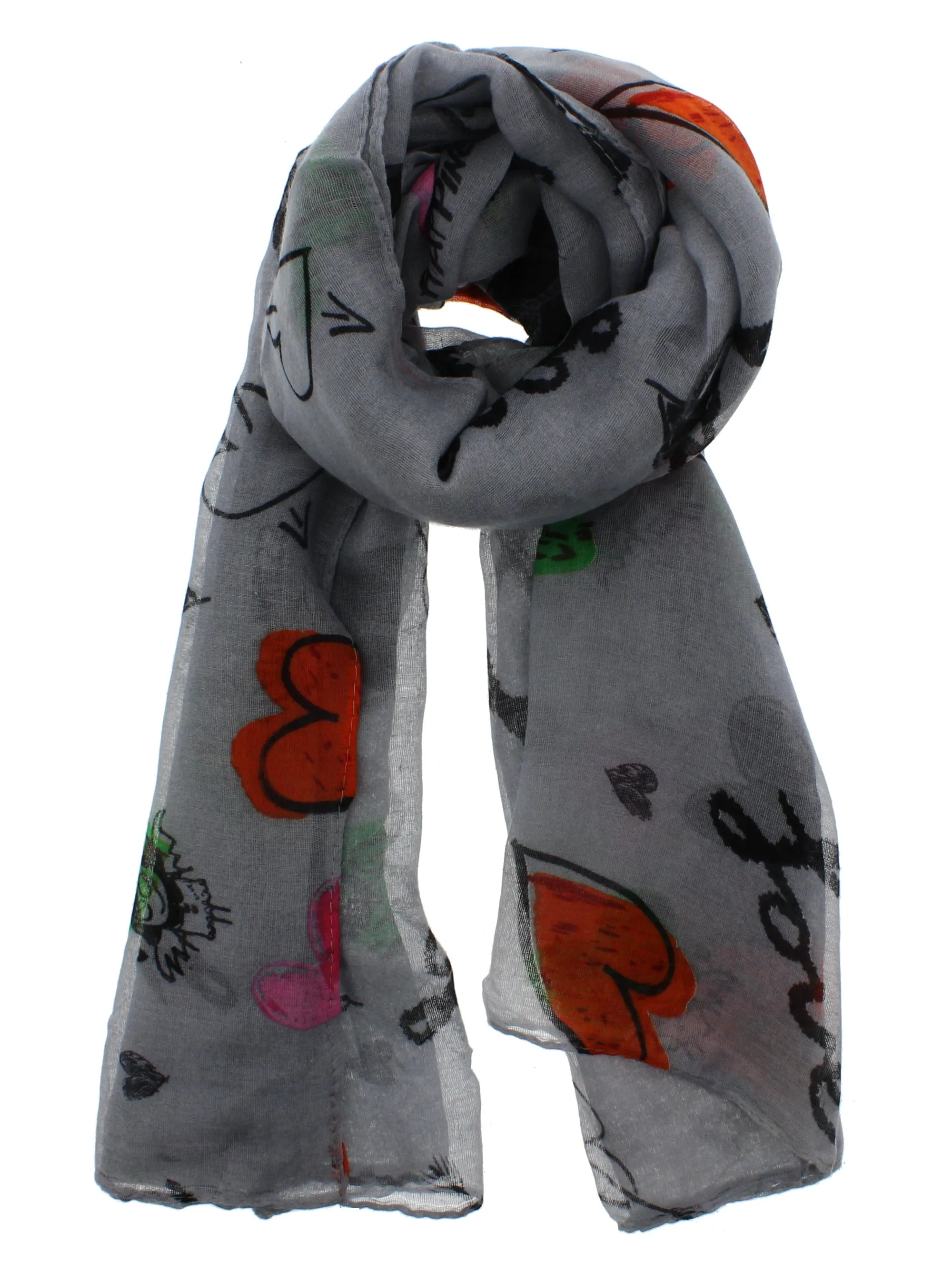 Love, Happiness, Peace & Heart Print on Scarf