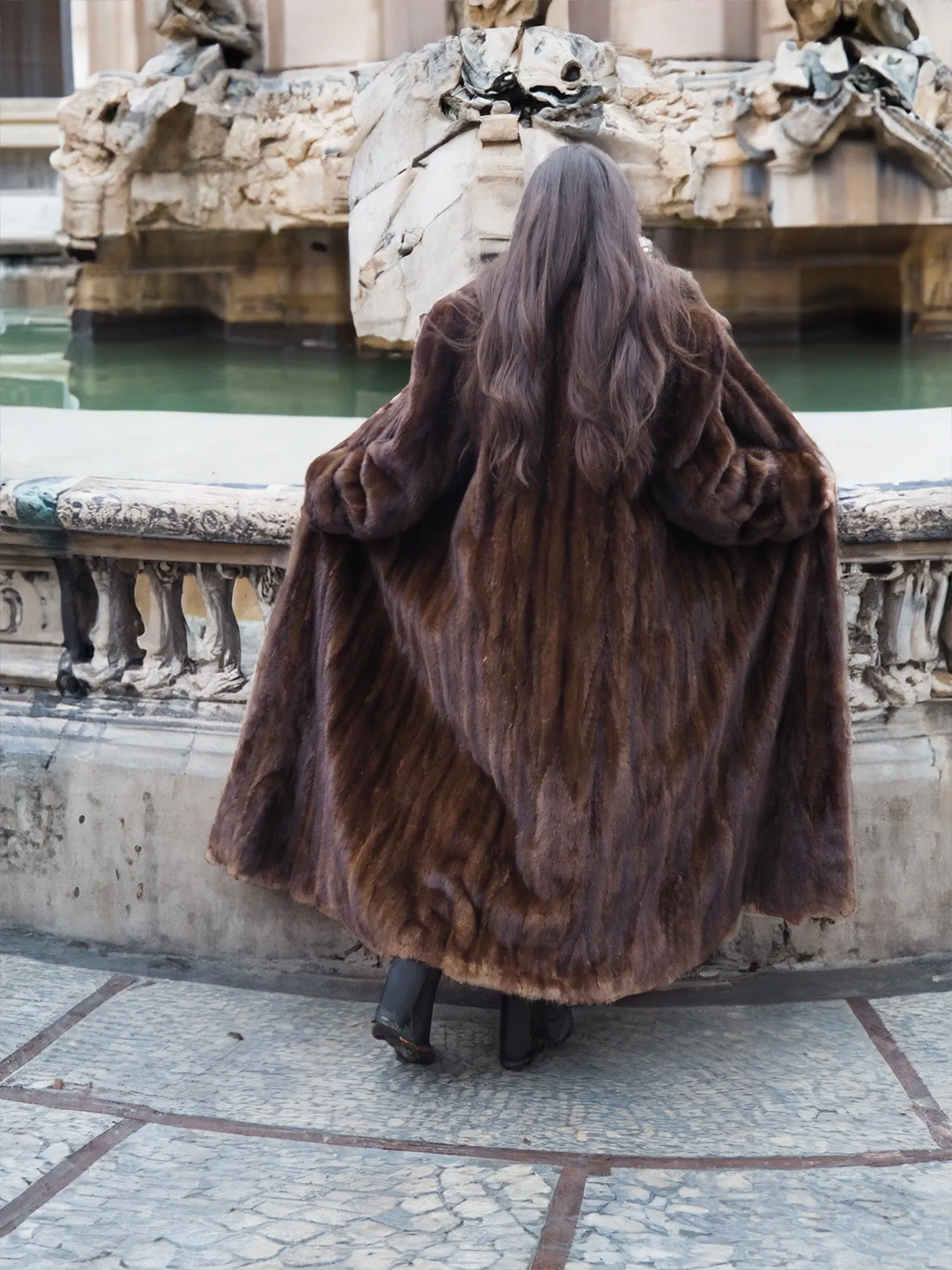 Mahogany Lunaraine Canadian Mink Fur Coat L to XXL 52" Long