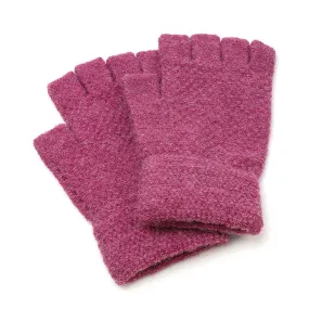 Mauve Pink Ladies Fingerless Knitted Gloves