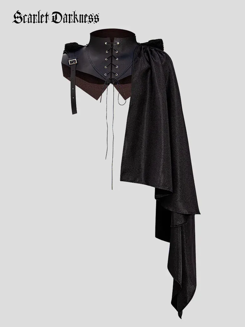 Medieval Men's Capes Leather Patchwork Jacket