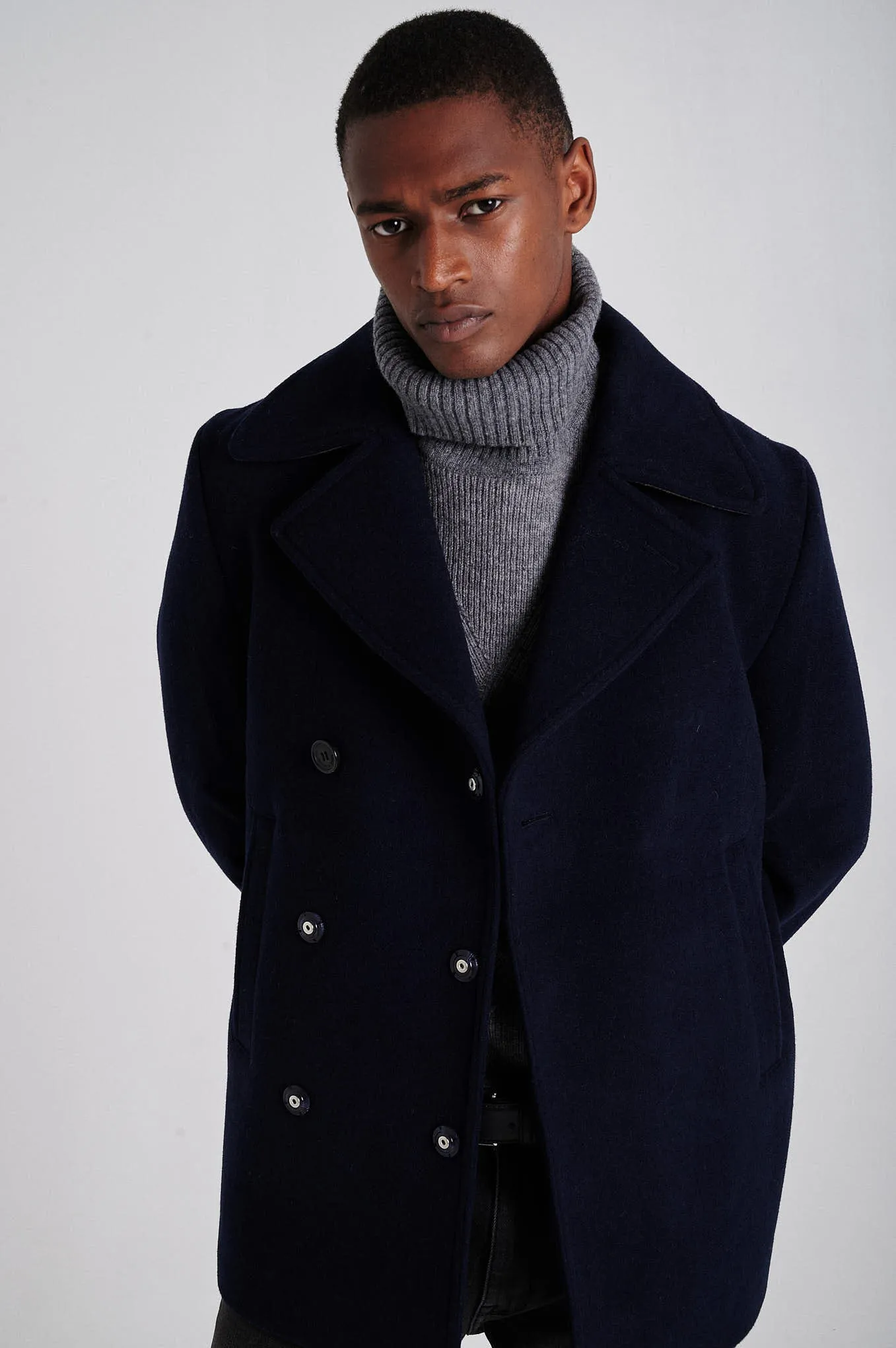 Men's Double Breasted Wool Blend Peacoat