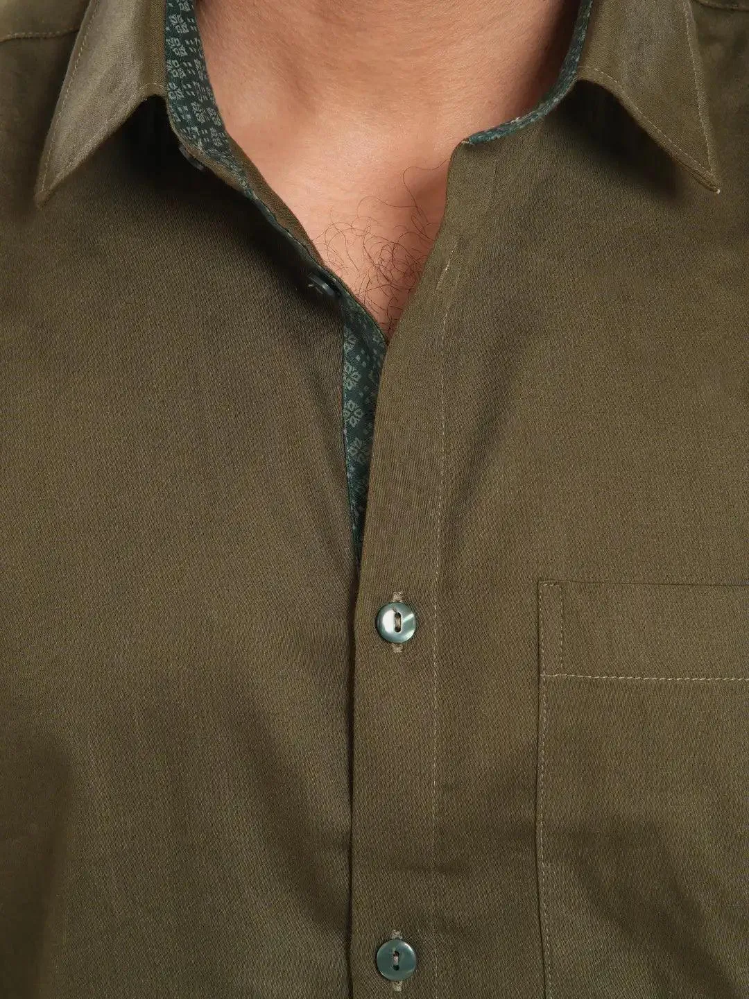 Men's Full Sleeve Casual Shirt in Olive