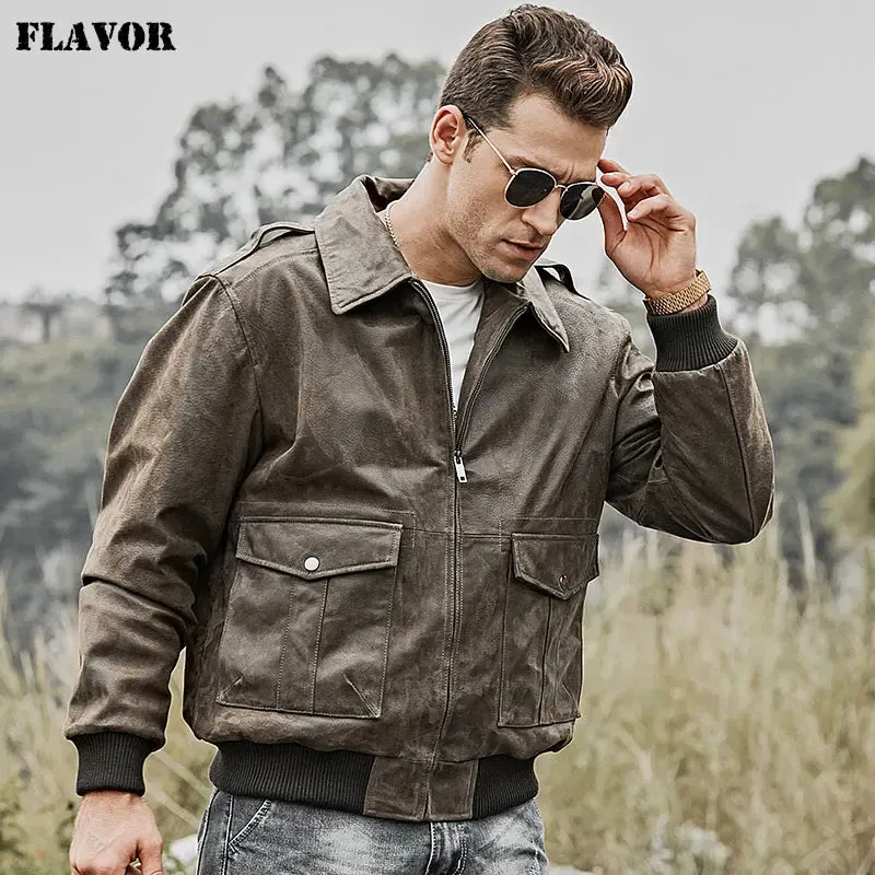 Men's Genuine Leather Bomber Jacket