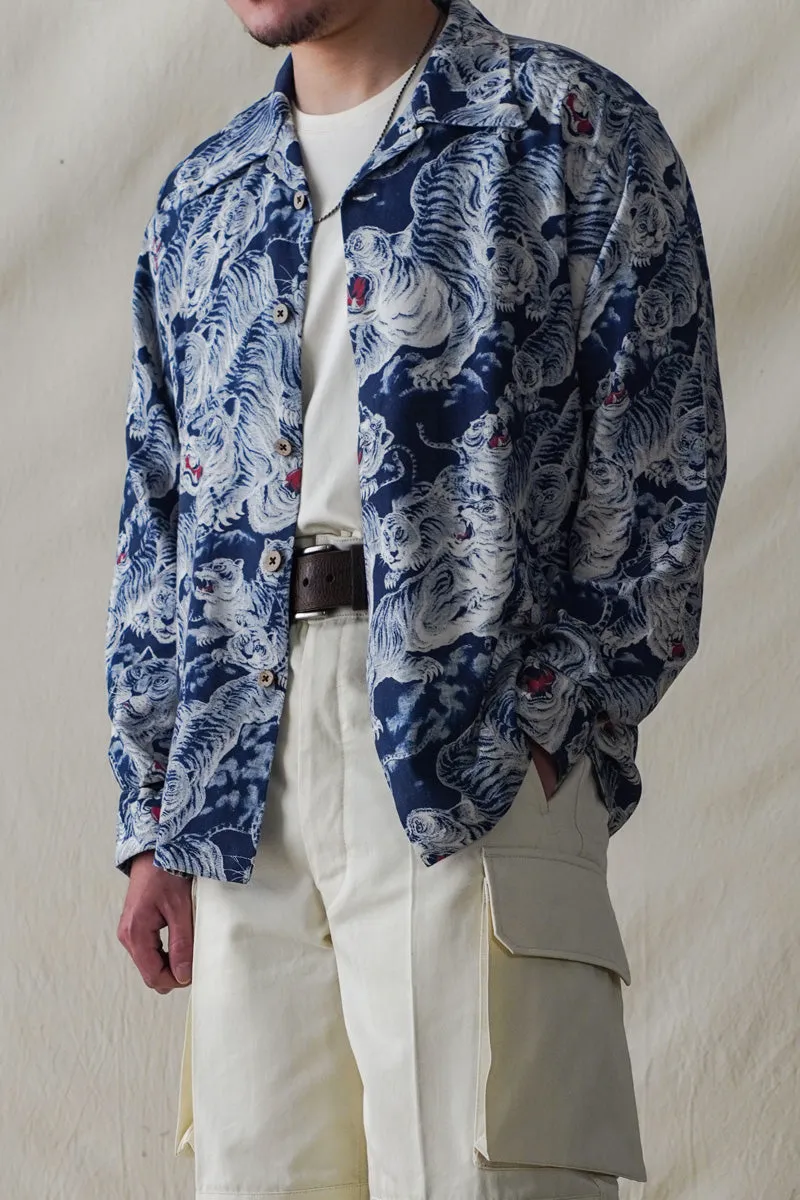 Men's White Tiger Printed Hawaiian Shirt