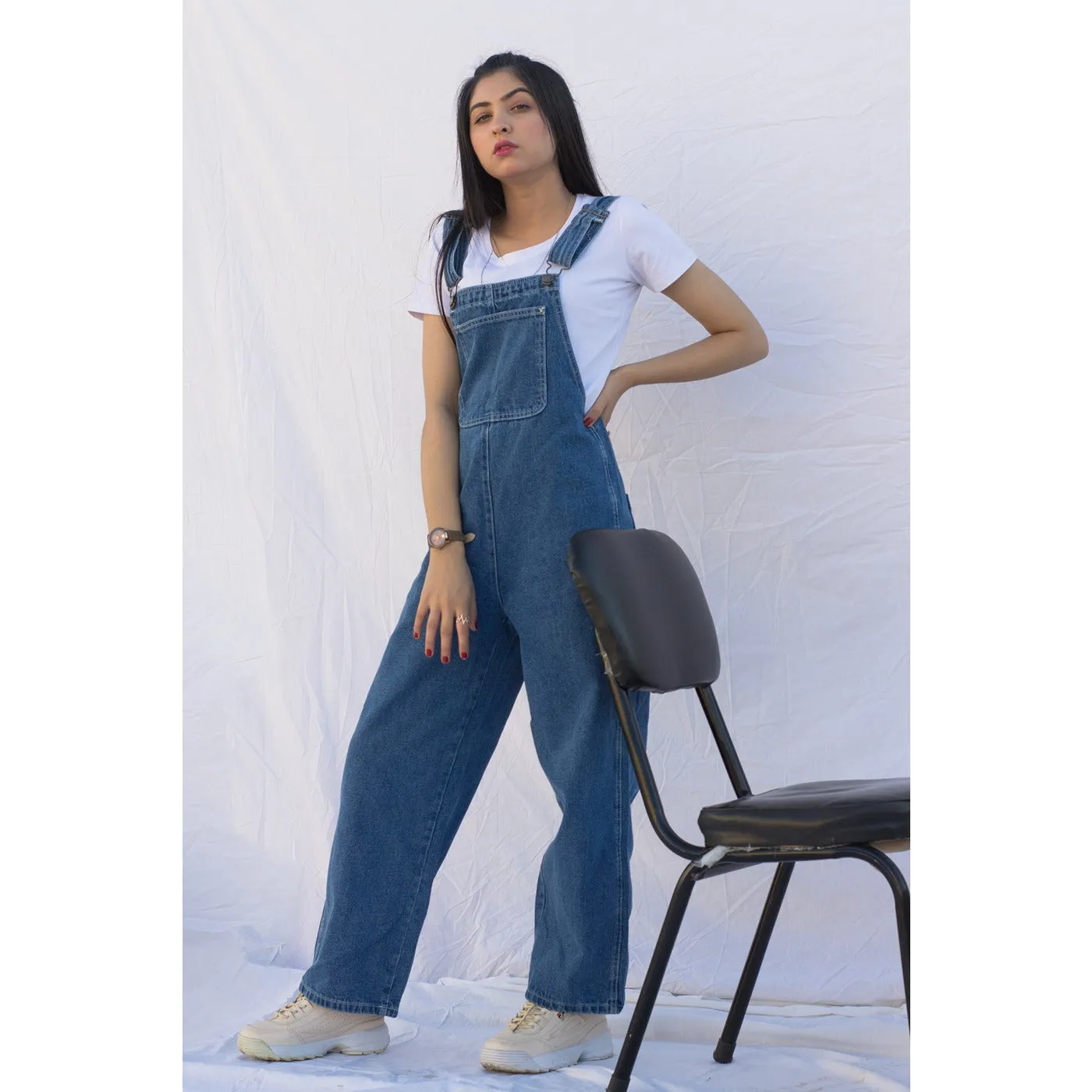 Mid Blue Mom Fit Overall