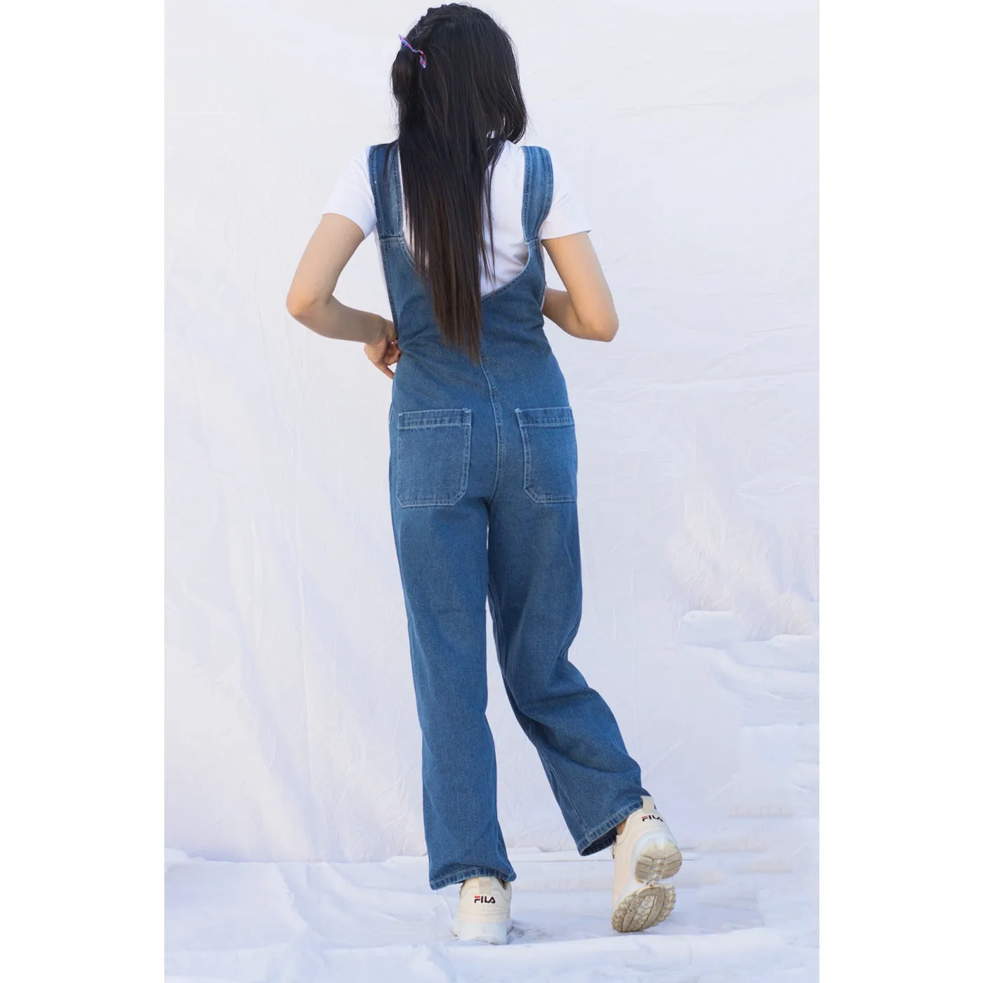 Mid Blue Mom Fit Overall